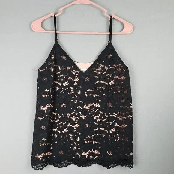 Aritzia Babaton Size XXS Lace Overlay Camisole Tank Top Black Modern Elegant - Picture 1 of 10